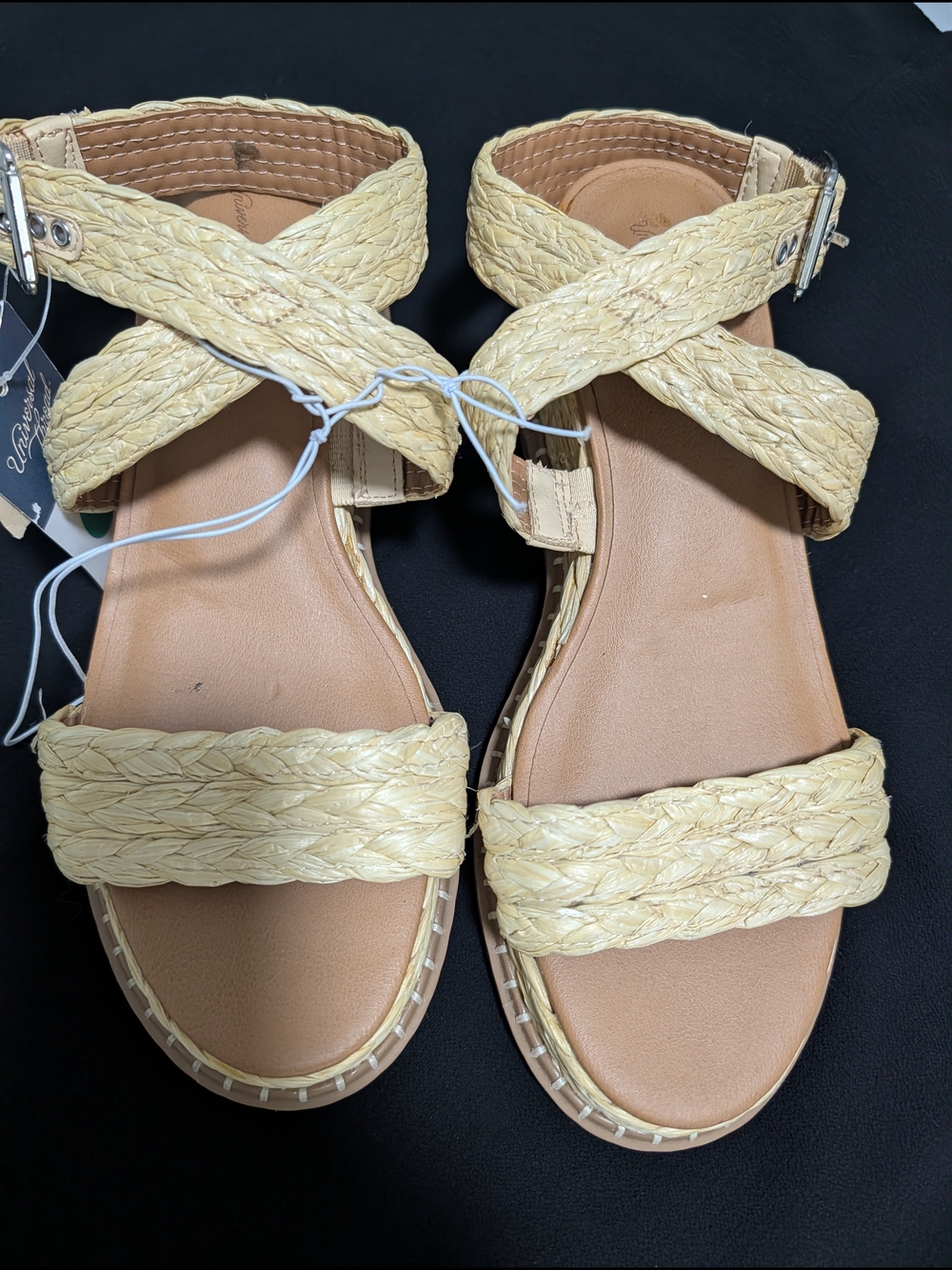 Universal Braided Crisscross Ankle Strap Sandals - Natural Beige